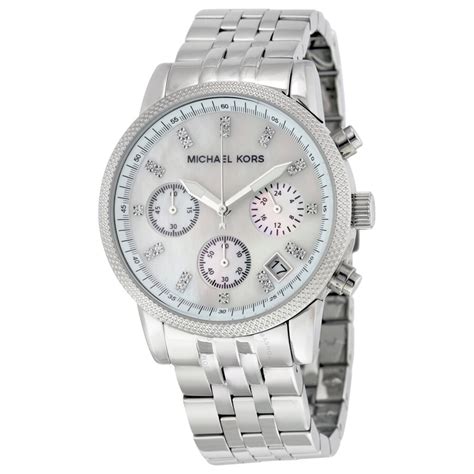 michael kors watches chronograph silver watch mk5020|Michael Kors Chronograph Mother of Pearl Dial .